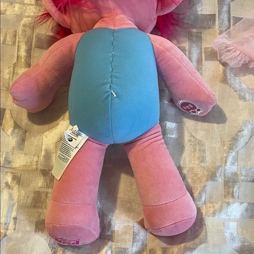 Build-A-Bear Pink Poppy Plush with Blue & Green Dress and Tulle Skirt